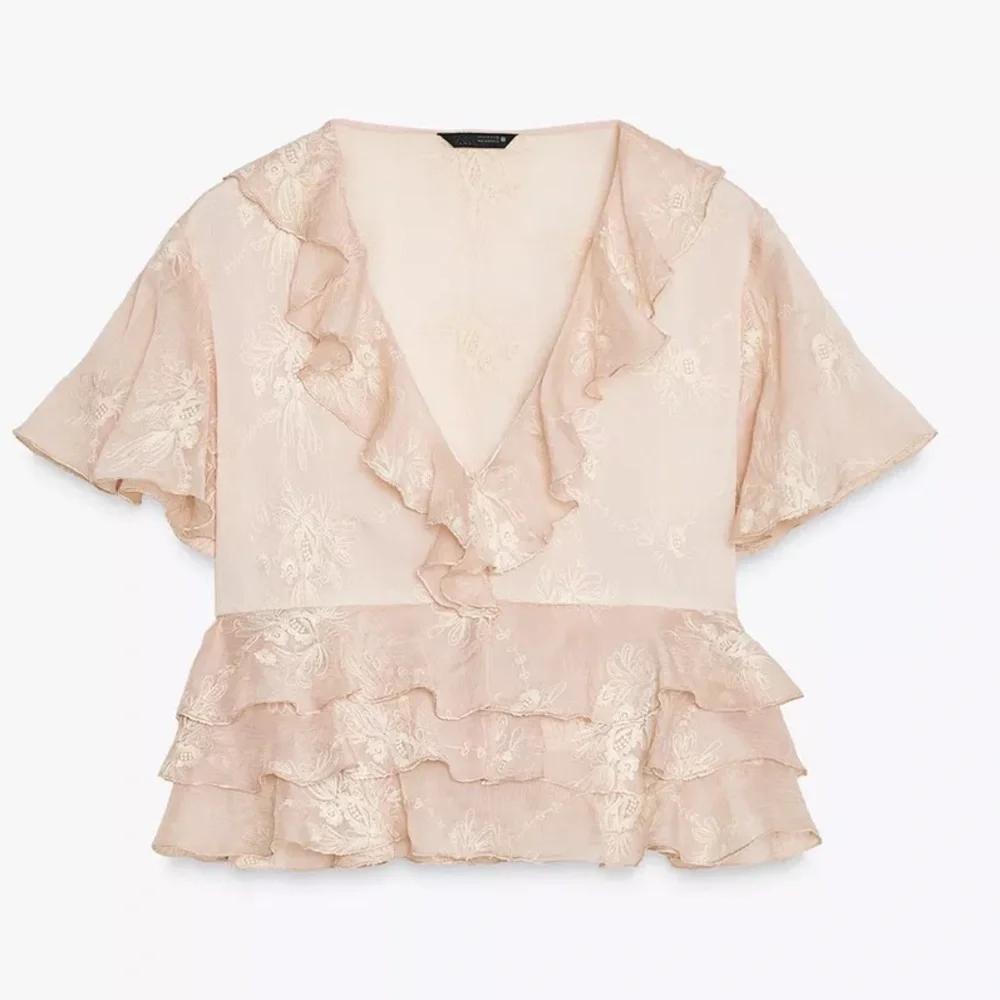 Zara Embroidered Ruffle Top - Picture 5 of 7